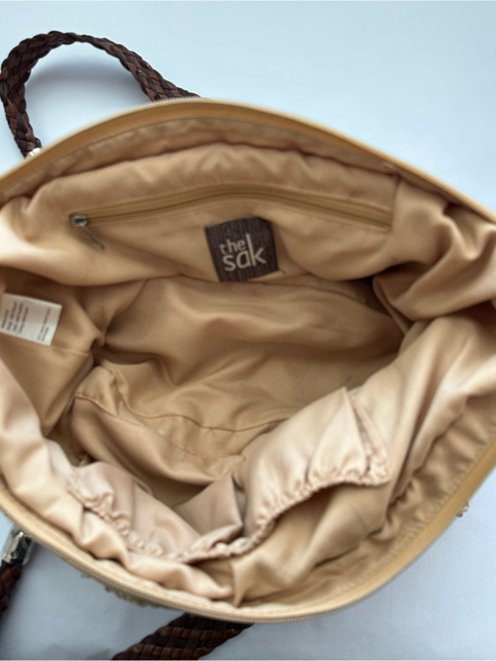 The Sak Tan Brown Woven Braided-Handle Hobo Shoulder Tote Bag - Picture 11 of 16